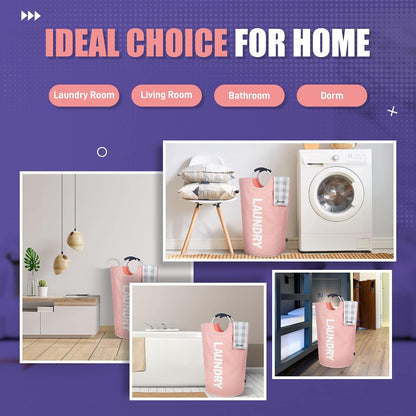 90L Light Laundry Basket (13 Colors), Waterproof Laundry Hamper, Laundry Bag with Padded Handles, Clothes Hamper, Collapsible Laundry Basket Easy Storage
