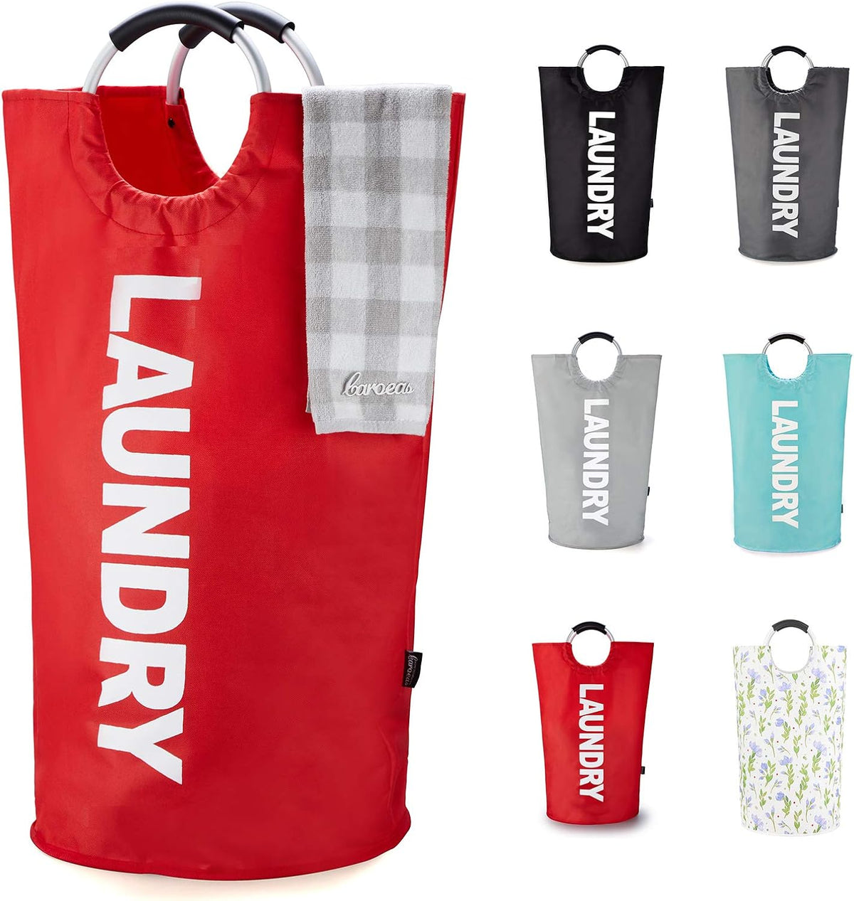 90L Light Laundry Basket (13 Colors), Waterproof Laundry Hamper, Laundry Bag with Padded Handles, Clothes Hamper, Collapsible Laundry Basket Easy Storage