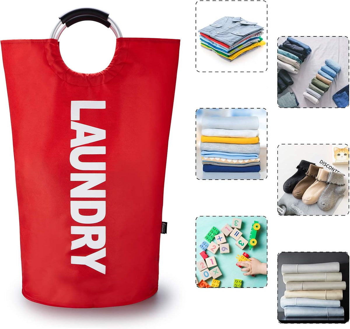 90L Light Laundry Basket (13 Colors), Waterproof Laundry Hamper, Laundry Bag with Padded Handles, Clothes Hamper, Collapsible Laundry Basket Easy Storage