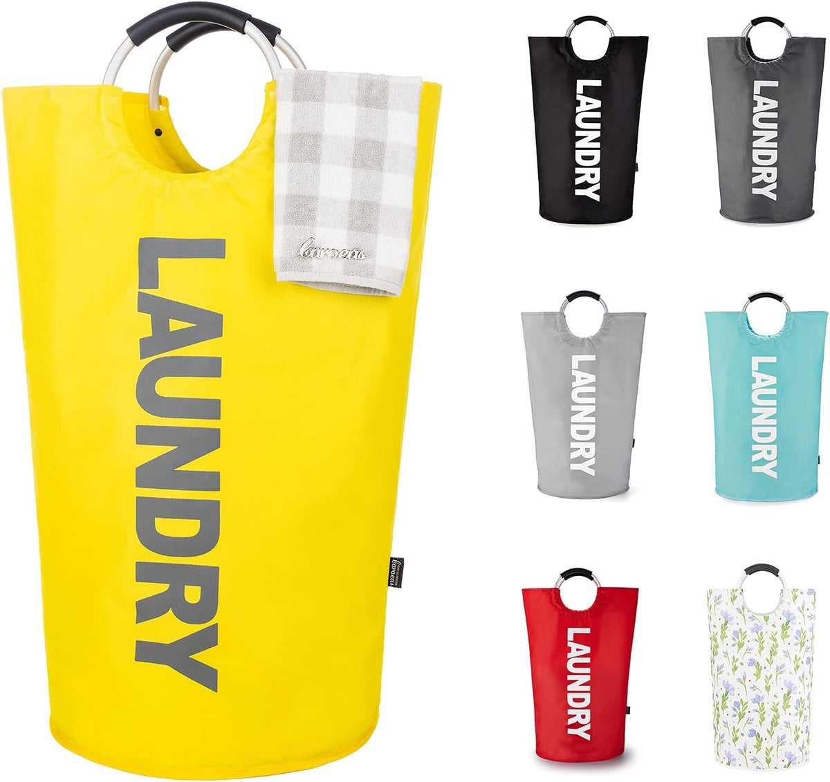 90L Light Laundry Basket (13 Colors), Waterproof Laundry Hamper, Laundry Bag with Padded Handles, Clothes Hamper, Collapsible Laundry Basket Easy Storage