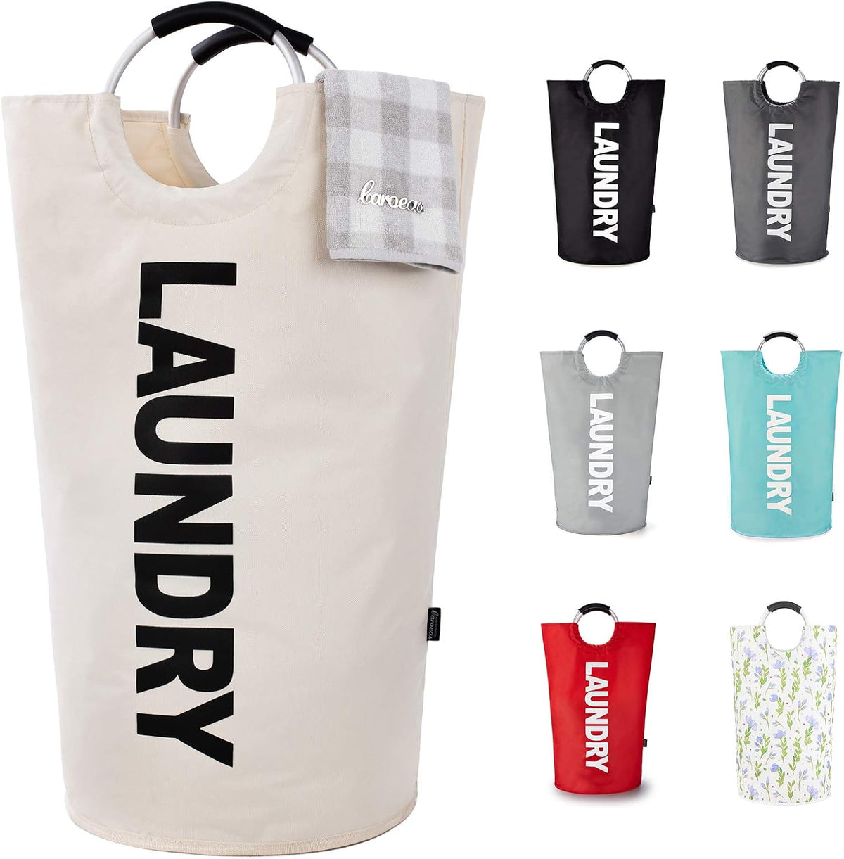 90L Light Laundry Basket (13 Colors), Waterproof Laundry Hamper, Laundry Bag with Padded Handles, Clothes Hamper, Collapsible Laundry Basket Easy Storage