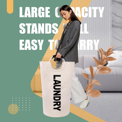 90L Light Laundry Basket (13 Colors), Waterproof Laundry Hamper, Laundry Bag with Padded Handles, Clothes Hamper, Collapsible Laundry Basket Easy Storage