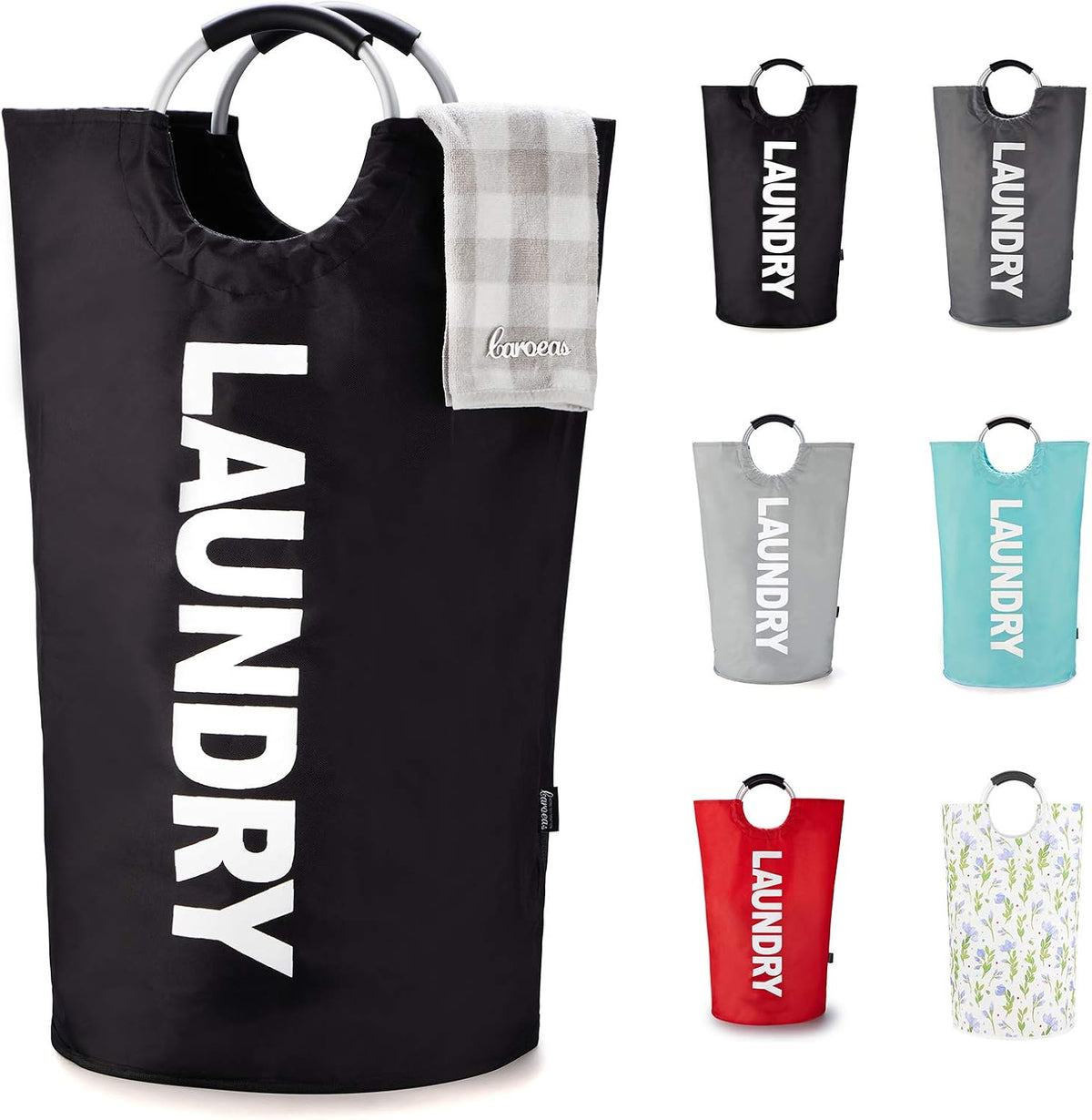 90L Light Laundry Basket (13 Colors), Waterproof Laundry Hamper, Laundry Bag with Padded Handles, Clothes Hamper, Collapsible Laundry Basket Easy Storage