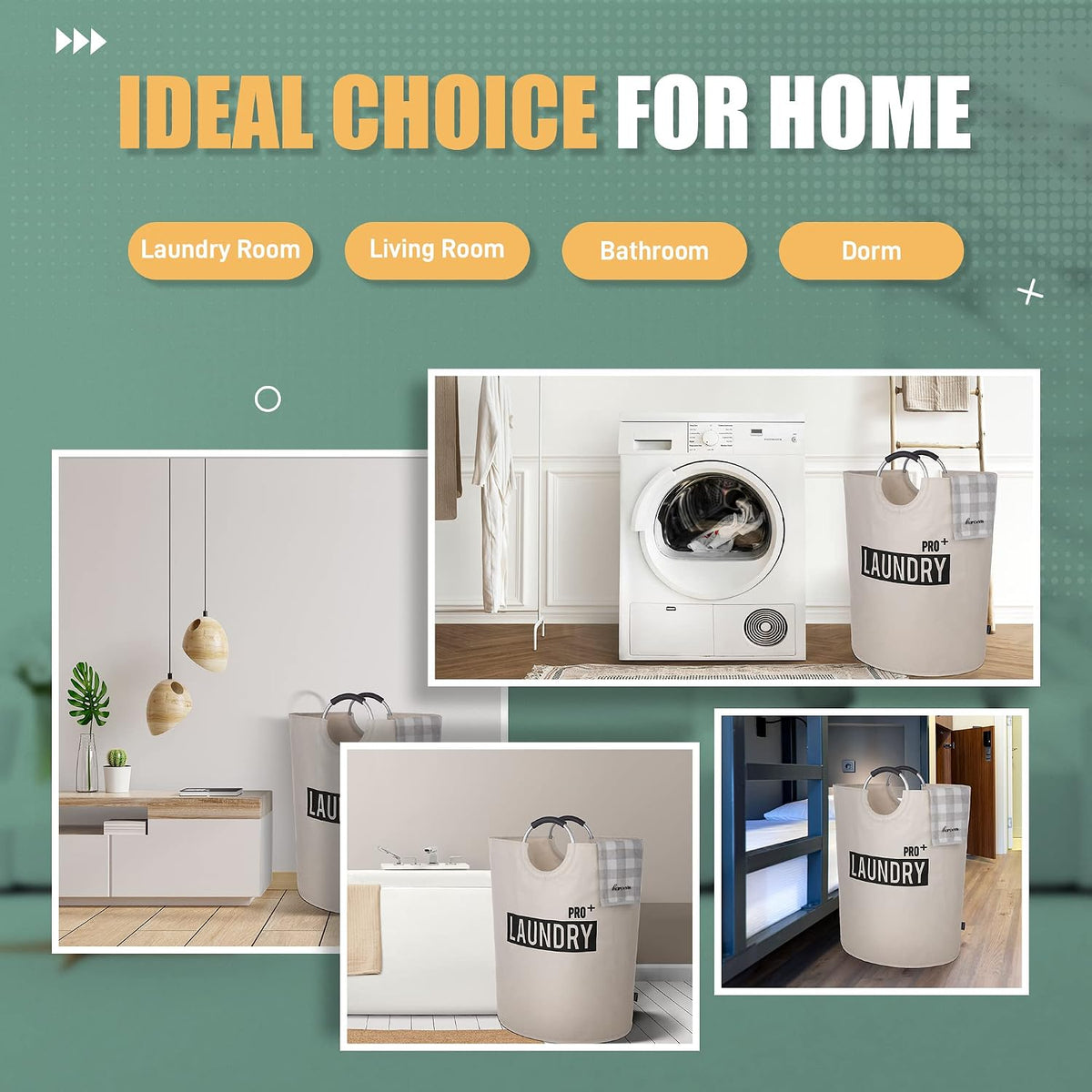 90L Light Laundry Basket (13 Colors), Waterproof Laundry Hamper, Laundry Bag with Padded Handles, Clothes Hamper, Collapsible Laundry Basket Easy Storage