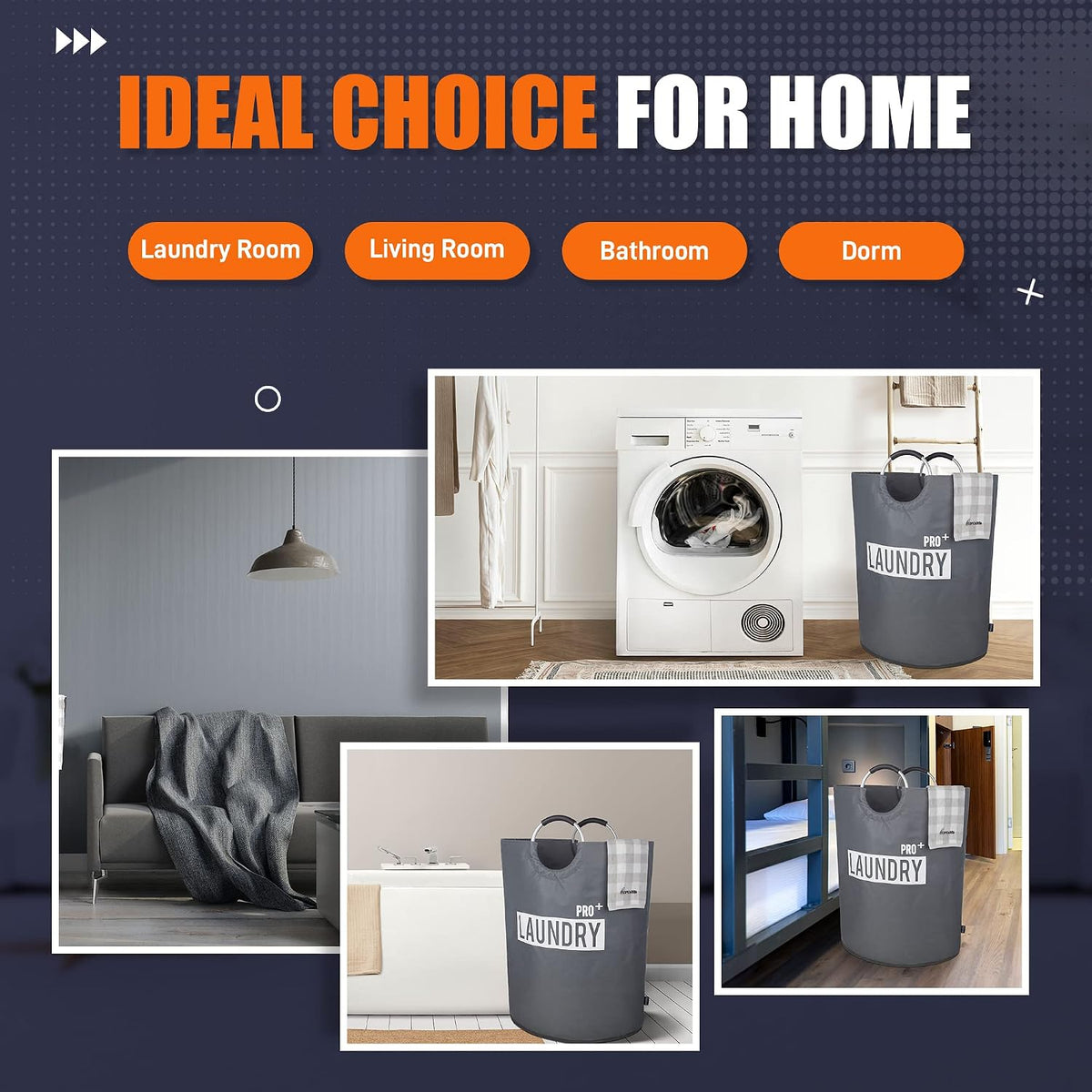 90L Light Laundry Basket (13 Colors), Waterproof Laundry Hamper, Laundry Bag with Padded Handles, Clothes Hamper, Collapsible Laundry Basket Easy Storage