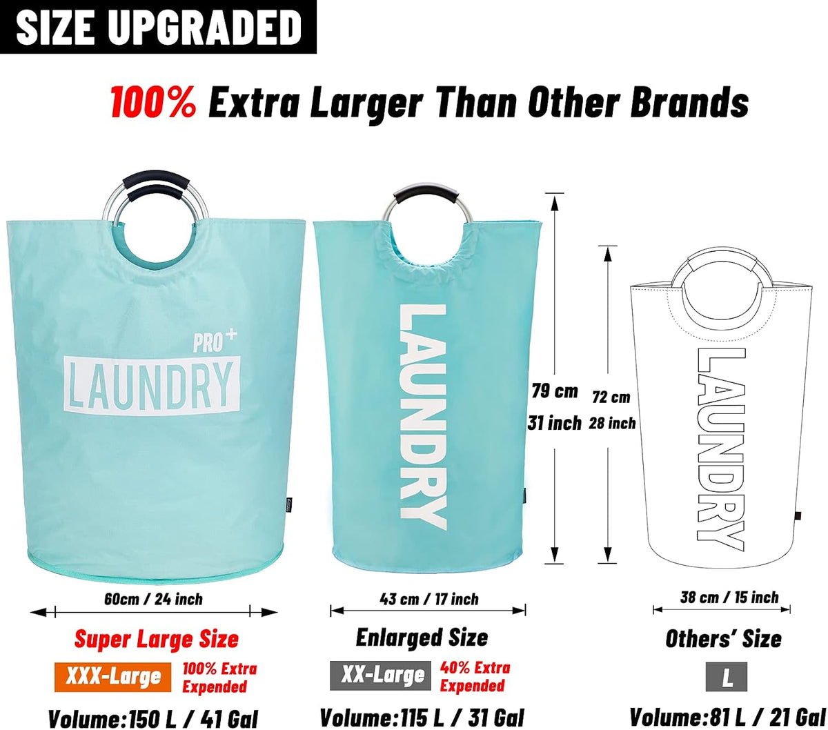 90L Light Laundry Basket (13 Colors), Waterproof Laundry Hamper, Laundry Bag with Padded Handles, Clothes Hamper, Collapsible Laundry Basket Easy Storage