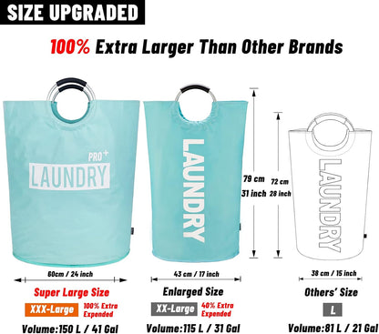 90L Light Laundry Basket (13 Colors), Waterproof Laundry Hamper, Laundry Bag with Padded Handles, Clothes Hamper, Collapsible Laundry Basket Easy Storage