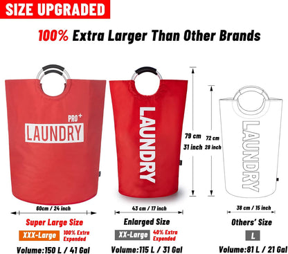 90L Light Laundry Basket (13 Colors), Waterproof Laundry Hamper, Laundry Bag with Padded Handles, Clothes Hamper, Collapsible Laundry Basket Easy Storage