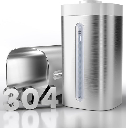 Stainless Steel Humidifier, Easy to Clean, Dishwasher Safe, Cool Mist Humidifiers for Bedroom