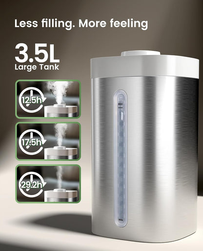 Stainless Steel Humidifier, Easy to Clean, Dishwasher Safe, Cool Mist Humidifiers for Bedroom
