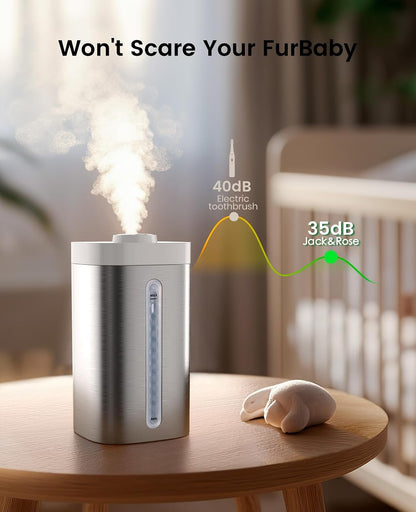 Stainless Steel Humidifier, Easy to Clean, Dishwasher Safe, Cool Mist Humidifiers for Bedroom