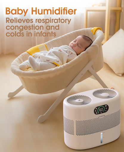 Stainless Steel Humidifier, Easy to Clean, Dishwasher Safe, Cool Mist Humidifiers for Bedroom