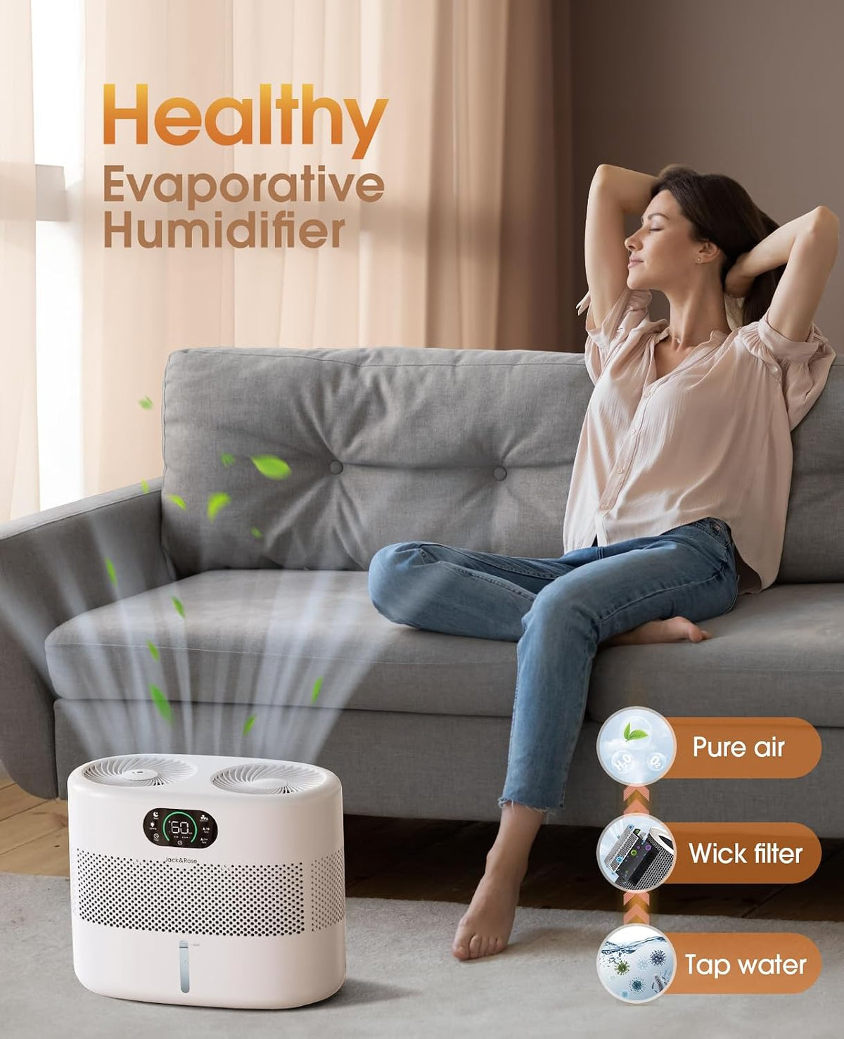 Stainless Steel Humidifier, Easy to Clean, Dishwasher Safe, Cool Mist Humidifiers for Bedroom