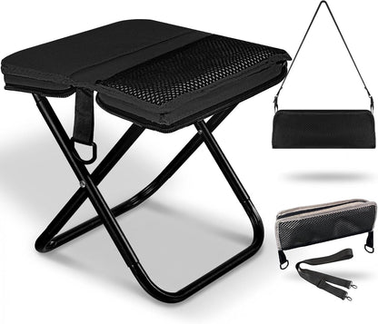 Foldable Backpack Stool, Portable Stool & Pocket Chair for Camping Hiking, 220LBS Capacity Ultralight Collapsible Seat, Quick Setup for Fishing Travel Outdoor Activities(Black)