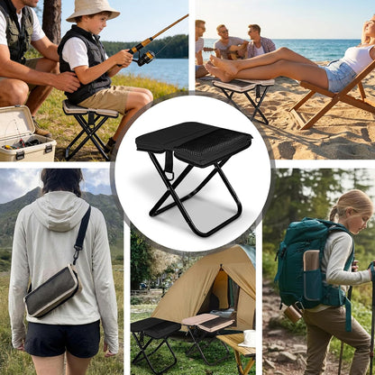 Foldable Backpack Stool, Portable Stool & Pocket Chair for Camping Hiking, 220LBS Capacity Ultralight Collapsible Seat, Quick Setup for Fishing Travel Outdoor Activities(Black)