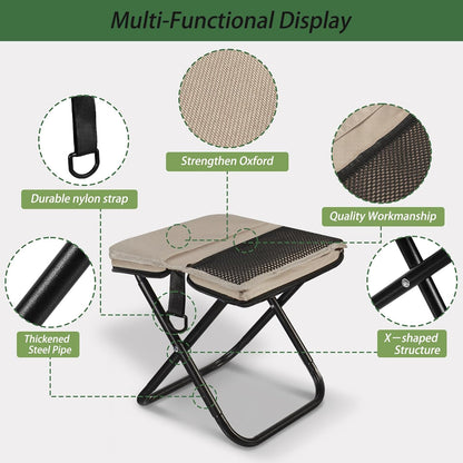 Foldable Backpack Stool, Portable Stool & Pocket Chair for Camping Hiking, 220LBS Capacity Ultralight Collapsible Seat, Quick Setup for Fishing Travel Outdoor Activities(Black)