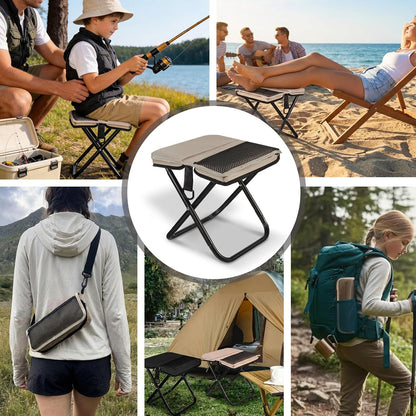 Foldable Backpack Stool, Portable Stool & Pocket Chair for Camping Hiking, 220LBS Capacity Ultralight Collapsible Seat, Quick Setup for Fishing Travel Outdoor Activities(Black)