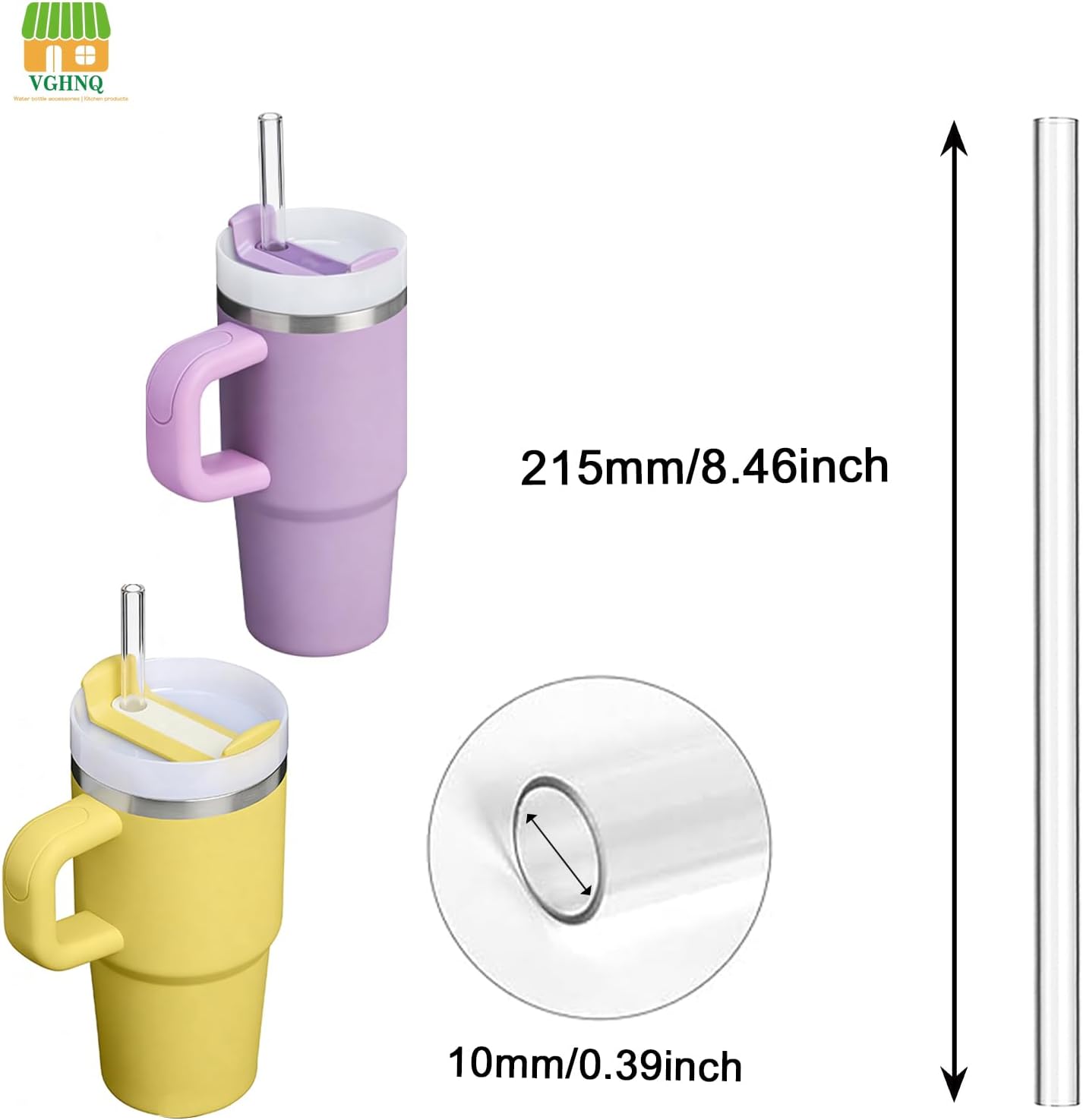 Replacement Straws for Stanley 30oz Tumbler, 10.4 Inch, 6-Pack | STANLEY Straw BPA-Free Reusable Clear Hard Straws with Brush - Dishwasher Safe No Plastic Taste for Home Office Travel Gym