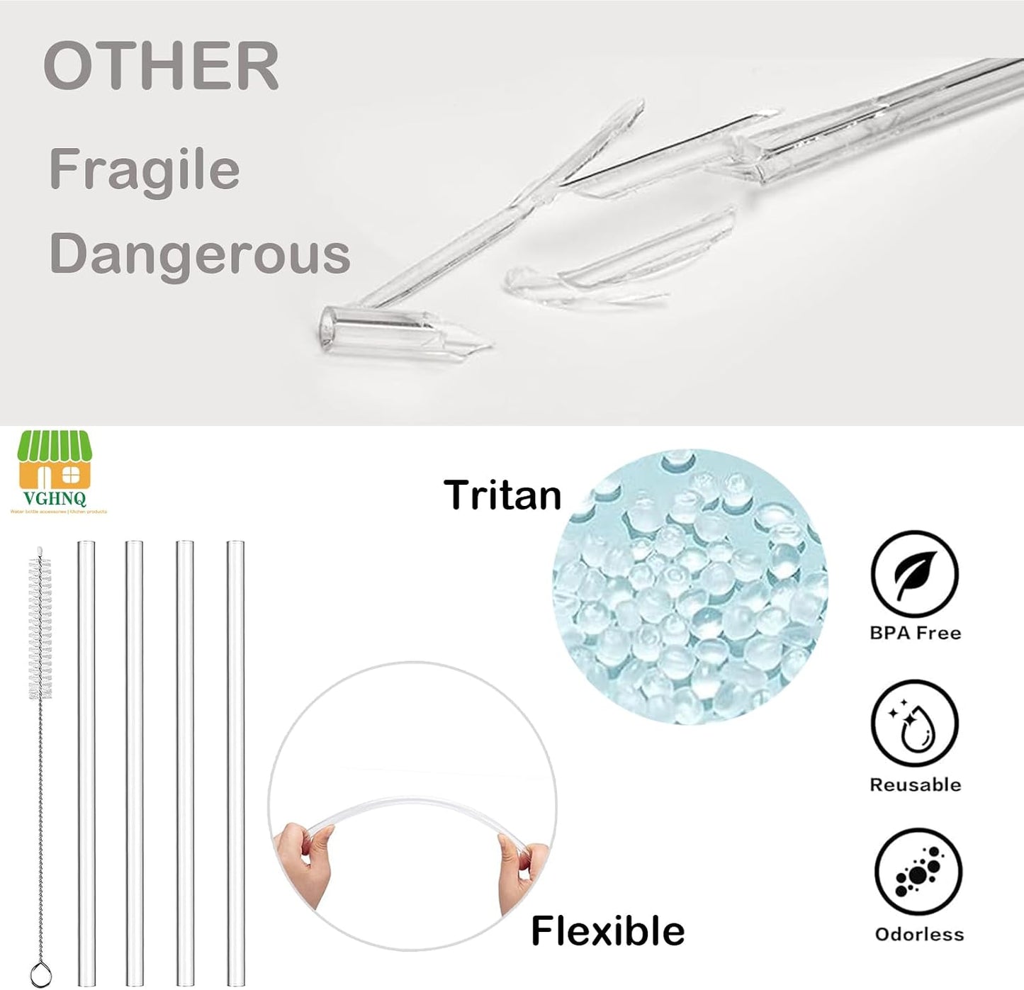 Replacement Straws for Stanley 30oz Tumbler, 10.4 Inch, 6-Pack | STANLEY Straw BPA-Free Reusable Clear Hard Straws with Brush - Dishwasher Safe No Plastic Taste for Home Office Travel Gym