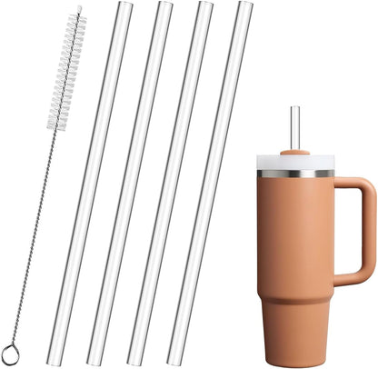 Replacement Straws for Stanley 30oz Tumbler, 10.4 Inch, 6-Pack | STANLEY Straw BPA-Free Reusable Clear Hard Straws with Brush - Dishwasher Safe No Plastic Taste for Home Office Travel Gym