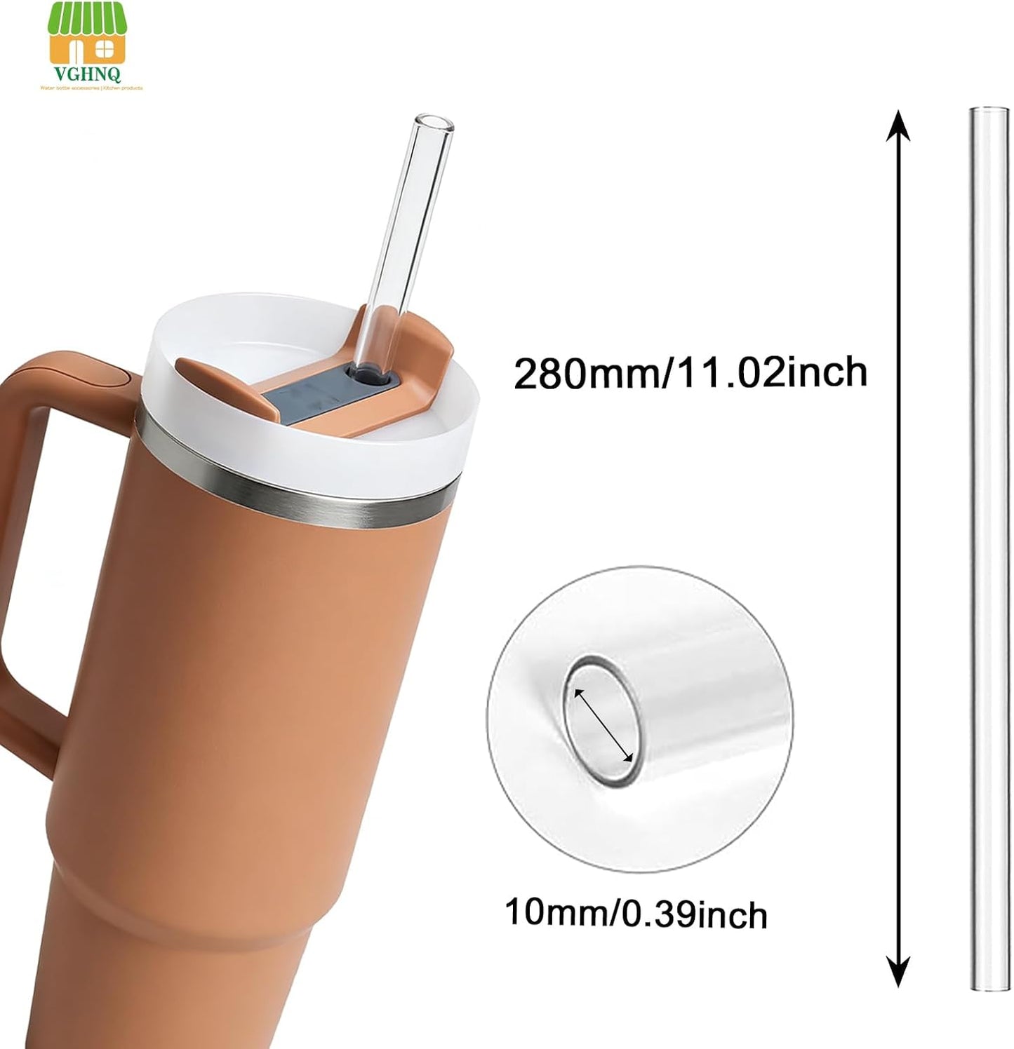 Replacement Straws for Stanley 30oz Tumbler, 10.4 Inch, 6-Pack | STANLEY Straw BPA-Free Reusable Clear Hard Straws with Brush - Dishwasher Safe No Plastic Taste for Home Office Travel Gym