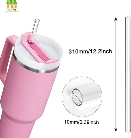 Replacement Straws for Stanley 30oz Tumbler, 10.4 Inch, 6-Pack | STANLEY Straw BPA-Free Reusable Clear Hard Straws with Brush - Dishwasher Safe No Plastic Taste for Home Office Travel Gym
