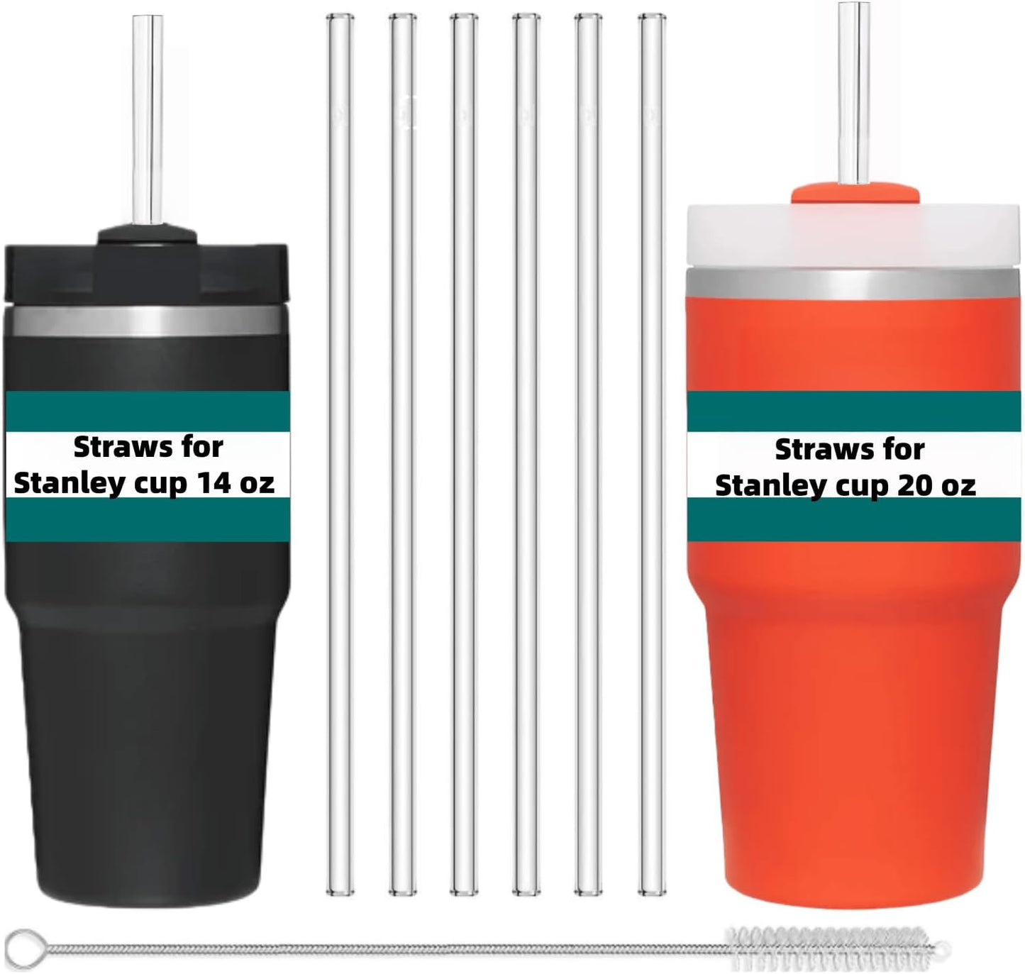 Replacement Straws for Stanley 30oz Tumbler, 10.4 Inch, 6-Pack | STANLEY Straw BPA-Free Reusable Clear Hard Straws with Brush - Dishwasher Safe No Plastic Taste for Home Office Travel Gym