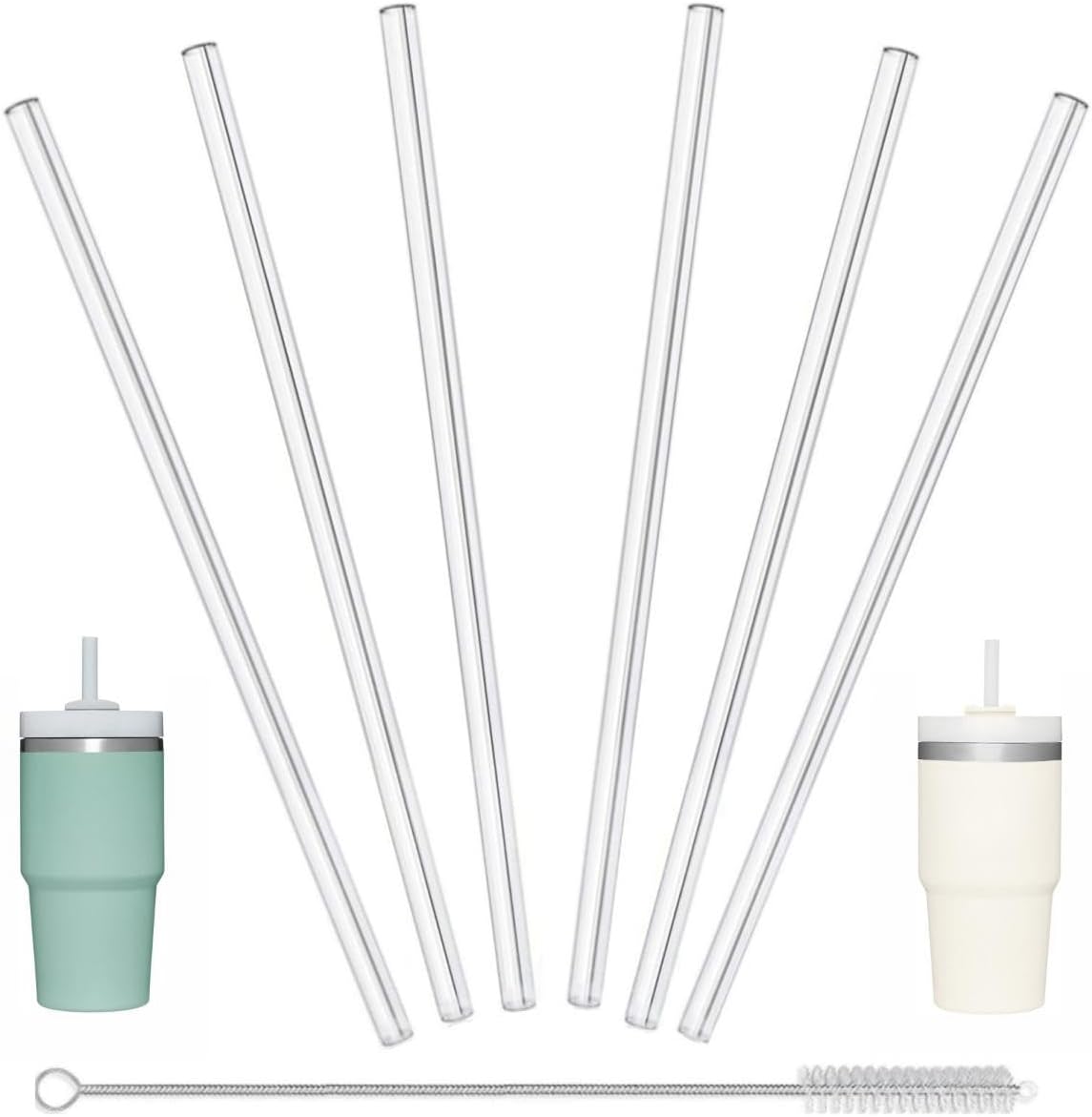 Replacement Straws for Stanley 30oz Tumbler, 10.4 Inch, 6-Pack | STANLEY Straw BPA-Free Reusable Clear Hard Straws with Brush - Dishwasher Safe No Plastic Taste for Home Office Travel Gym