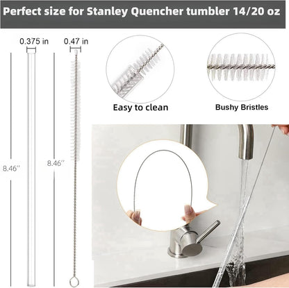 Replacement Straws for Stanley 30oz Tumbler, 10.4 Inch, 6-Pack | STANLEY Straw BPA-Free Reusable Clear Hard Straws with Brush - Dishwasher Safe No Plastic Taste for Home Office Travel Gym