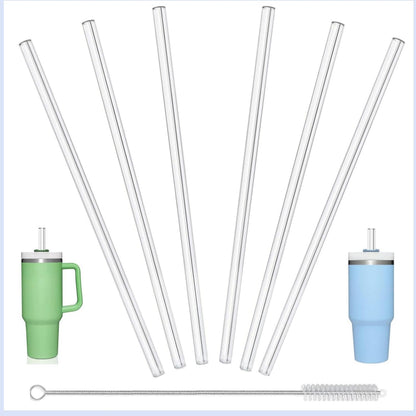 Replacement Straws for Stanley 30oz Tumbler, 10.4 Inch, 6-Pack | STANLEY Straw BPA-Free Reusable Clear Hard Straws with Brush - Dishwasher Safe No Plastic Taste for Home Office Travel Gym
