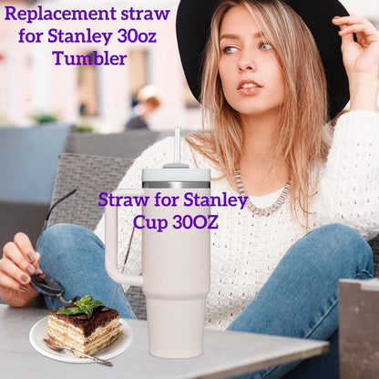 Replacement Straws for Stanley 30oz Tumbler, 10.4 Inch, 6-Pack | STANLEY Straw BPA-Free Reusable Clear Hard Straws with Brush - Dishwasher Safe No Plastic Taste for Home Office Travel Gym