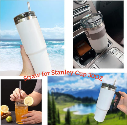 Replacement Straws for Stanley 30oz Tumbler, 10.4 Inch, 6-Pack | STANLEY Straw BPA-Free Reusable Clear Hard Straws with Brush - Dishwasher Safe No Plastic Taste for Home Office Travel Gym