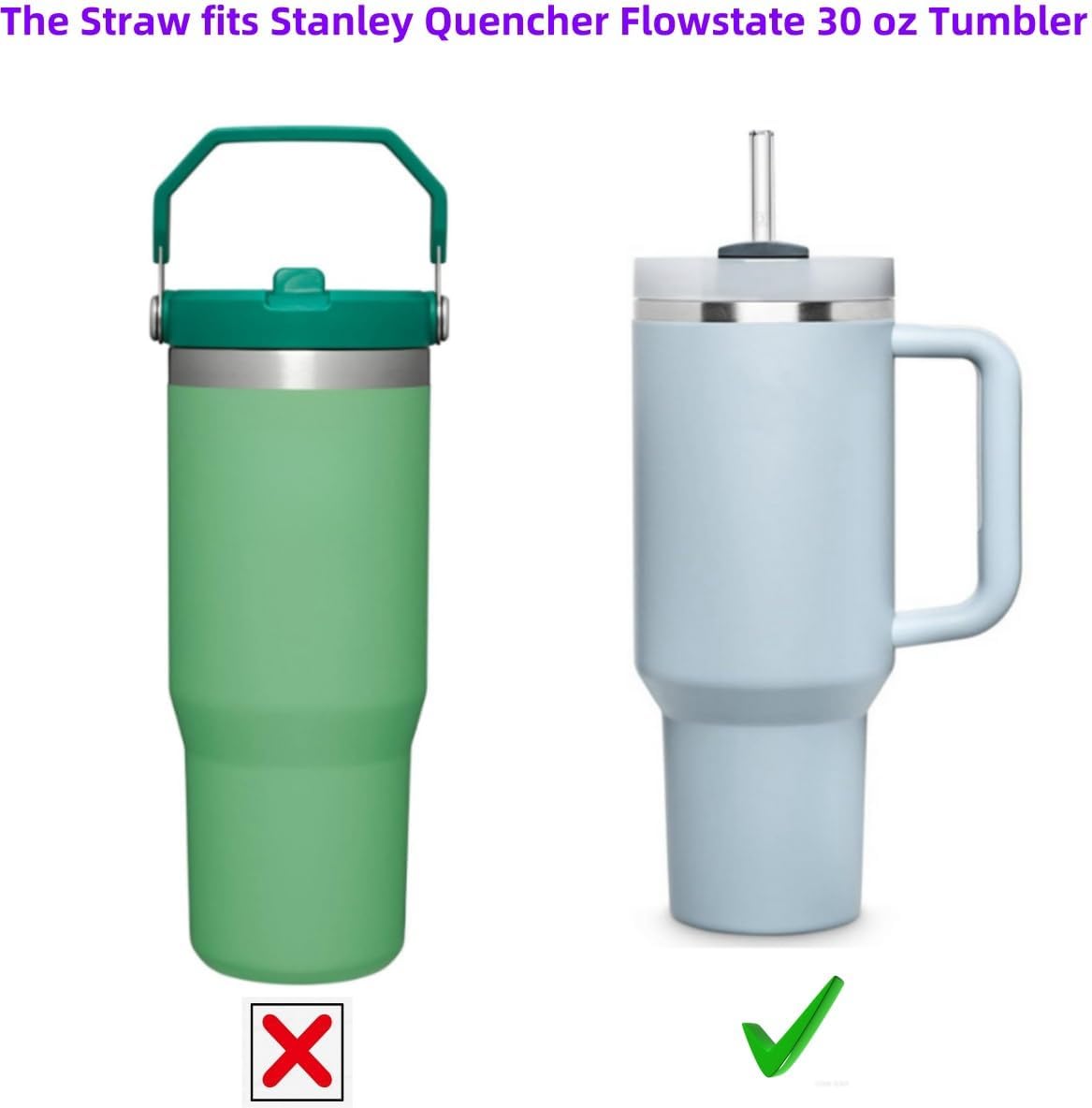 Replacement Straws for Stanley 30oz Tumbler, 10.4 Inch, 6-Pack | STANLEY Straw BPA-Free Reusable Clear Hard Straws with Brush - Dishwasher Safe No Plastic Taste for Home Office Travel Gym