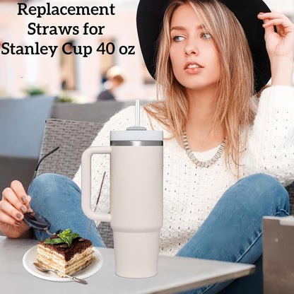 Replacement Straws for Stanley 30oz Tumbler, 10.4 Inch, 6-Pack | STANLEY Straw BPA-Free Reusable Clear Hard Straws with Brush - Dishwasher Safe No Plastic Taste for Home Office Travel Gym