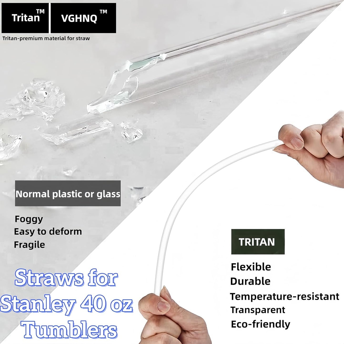 Replacement Straws for Stanley 30oz Tumbler, 10.4 Inch, 6-Pack | STANLEY Straw BPA-Free Reusable Clear Hard Straws with Brush - Dishwasher Safe No Plastic Taste for Home Office Travel Gym