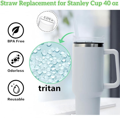 Replacement Straws for Stanley 30oz Tumbler, 10.4 Inch, 6-Pack | STANLEY Straw BPA-Free Reusable Clear Hard Straws with Brush - Dishwasher Safe No Plastic Taste for Home Office Travel Gym