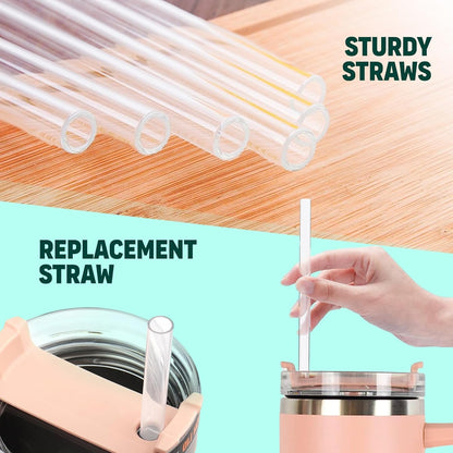 Replacement Straws for Stanley 30oz Tumbler, 10.4 Inch, 6-Pack | STANLEY Straw BPA-Free Reusable Clear Hard Straws with Brush - Dishwasher Safe No Plastic Taste for Home Office Travel Gym