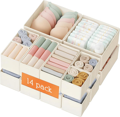 Drawer Organizer Clothes, Dresser Organizer for Baby Clothes, Underwear, Sock- Foldable Closet Organization and Storage Dividers Bins for Nursery, Bedroom and Dorm (Grey)