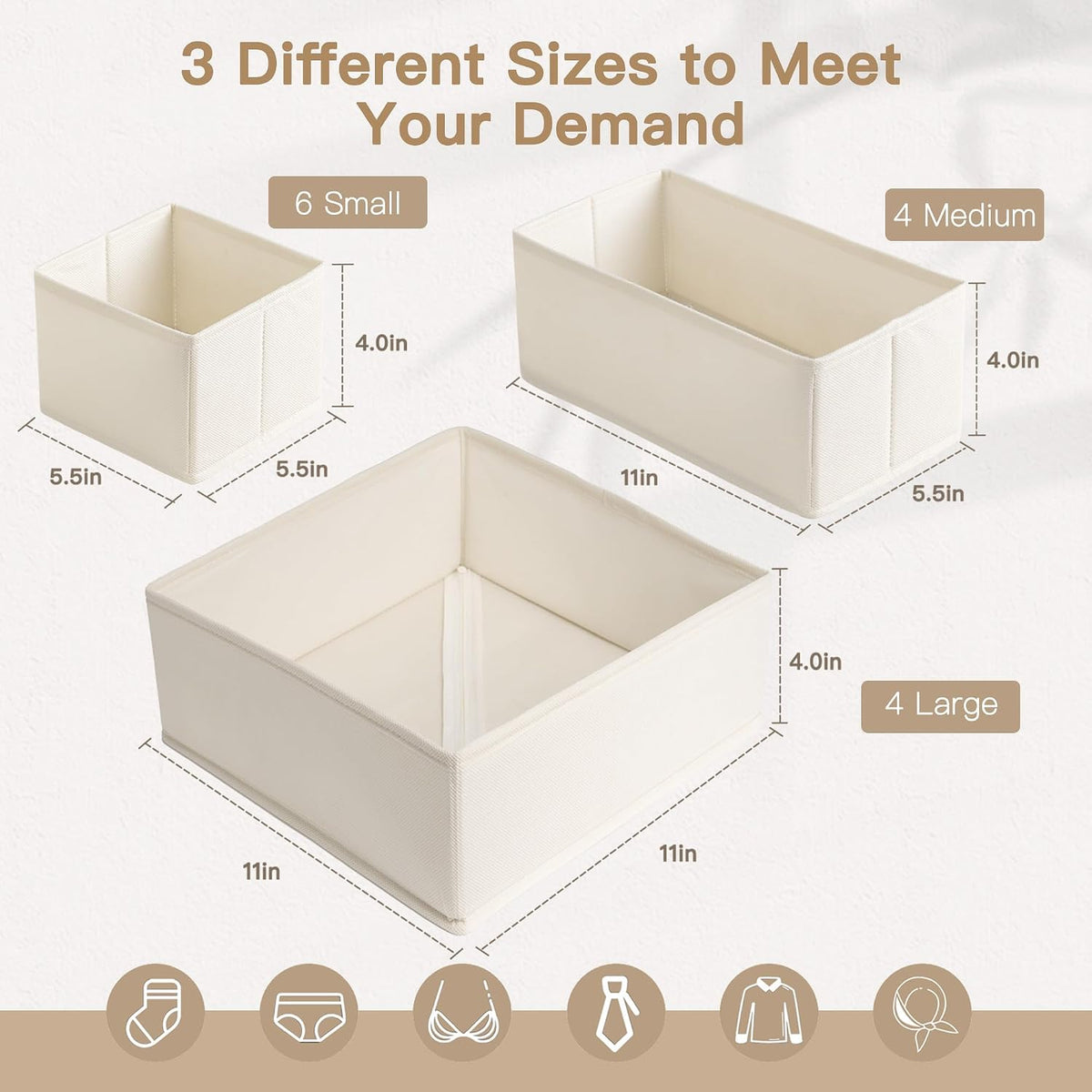Drawer Organizer Clothes, Dresser Organizer for Baby Clothes, Underwear, Sock- Foldable Closet Organization and Storage Dividers Bins for Nursery, Bedroom and Dorm (Grey)