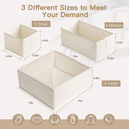Drawer Organizer Clothes, Dresser Organizer for Baby Clothes, Underwear, Sock- Foldable Closet Organization and Storage Dividers Bins for Nursery, Bedroom and Dorm (Grey)