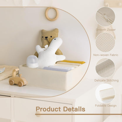 Drawer Organizer Clothes, Dresser Organizer for Baby Clothes, Underwear, Sock- Foldable Closet Organization and Storage Dividers Bins for Nursery, Bedroom and Dorm (Grey)