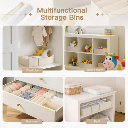 Drawer Organizer Clothes, Dresser Organizer for Baby Clothes, Underwear, Sock- Foldable Closet Organization and Storage Dividers Bins for Nursery, Bedroom and Dorm (Grey)