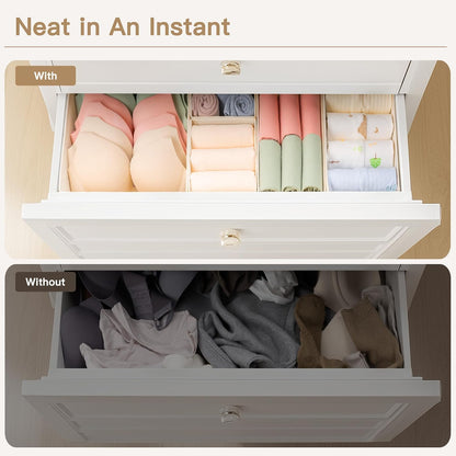 Drawer Organizer Clothes, Dresser Organizer for Baby Clothes, Underwear, Sock- Foldable Closet Organization and Storage Dividers Bins for Nursery, Bedroom and Dorm (Grey)