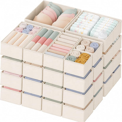 Drawer Organizer Clothes, Dresser Organizer for Baby Clothes, Underwear, Sock- Foldable Closet Organization and Storage Dividers Bins for Nursery, Bedroom and Dorm (Grey)