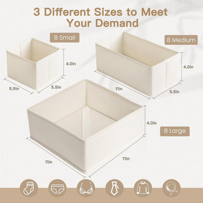 Drawer Organizer Clothes, Dresser Organizer for Baby Clothes, Underwear, Sock- Foldable Closet Organization and Storage Dividers Bins for Nursery, Bedroom and Dorm (Grey)