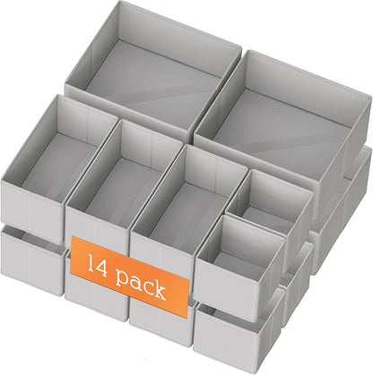 Drawer Organizer Clothes, Dresser Organizer for Baby Clothes, Underwear, Sock- Foldable Closet Organization and Storage Dividers Bins for Nursery, Bedroom and Dorm (Grey)