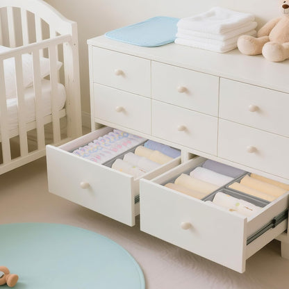 Drawer Organizer Clothes, Dresser Organizer for Baby Clothes, Underwear, Sock- Foldable Closet Organization and Storage Dividers Bins for Nursery, Bedroom and Dorm (Grey)
