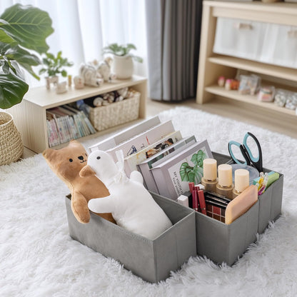 Drawer Organizer Clothes, Dresser Organizer for Baby Clothes, Underwear, Sock- Foldable Closet Organization and Storage Dividers Bins for Nursery, Bedroom and Dorm (Grey)