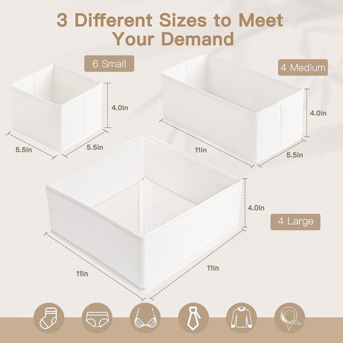 Drawer Organizer Clothes, Dresser Organizer for Baby Clothes, Underwear, Sock- Foldable Closet Organization and Storage Dividers Bins for Nursery, Bedroom and Dorm (Grey)