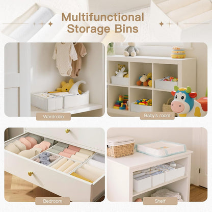 Drawer Organizer Clothes, Dresser Organizer for Baby Clothes, Underwear, Sock- Foldable Closet Organization and Storage Dividers Bins for Nursery, Bedroom and Dorm (Grey)